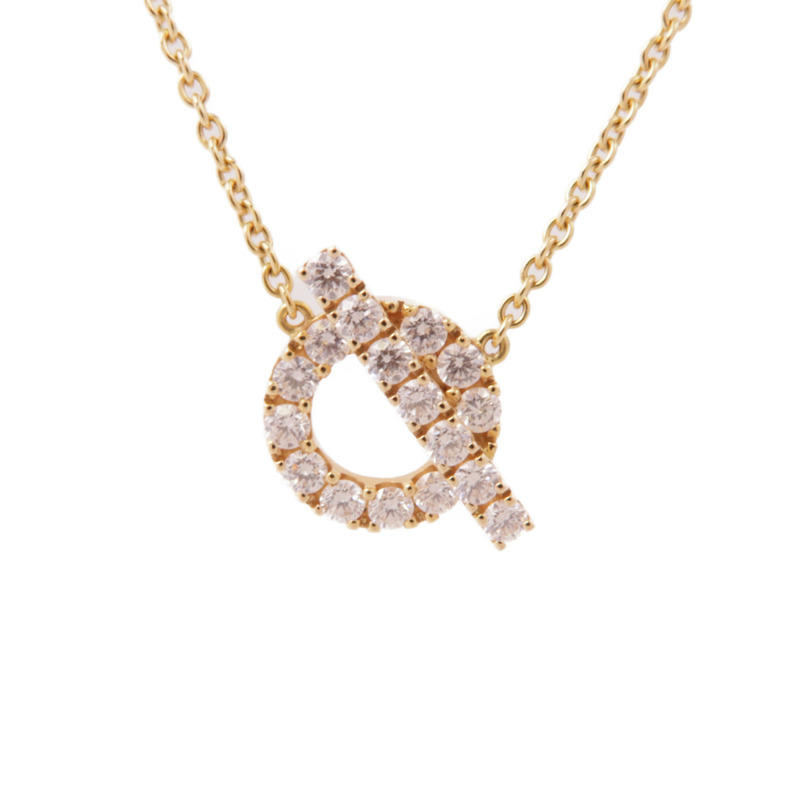 HERMES 18K玫瑰金Finesse Pendant Diamond Necklace鑽石項鍊-2