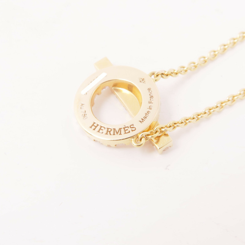 HERMES 18K玫瑰金Finesse Pendant Diamond Necklace鑽石項鍊-5