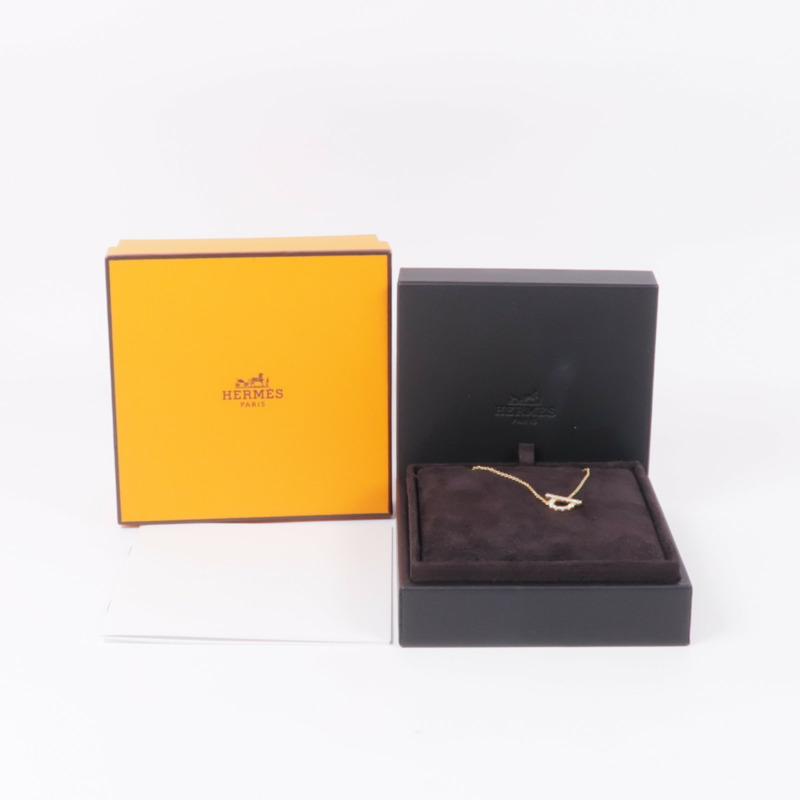 HERMES 18K玫瑰金Finesse Pendant Diamond Necklace鑽石項鍊-8