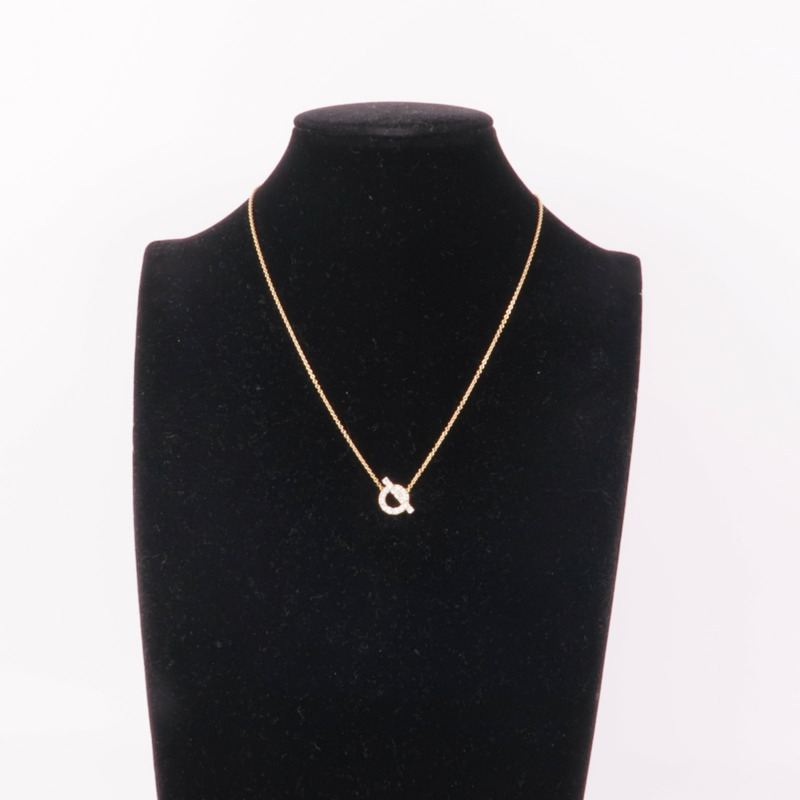 HERMES 18K玫瑰金Finesse Pendant Diamond Necklace鑽石項鍊-9