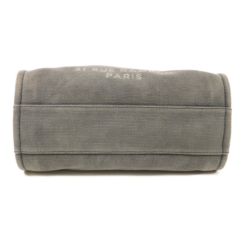 CHANEL 帆布Deauville Tote銀扣肩背袋-3