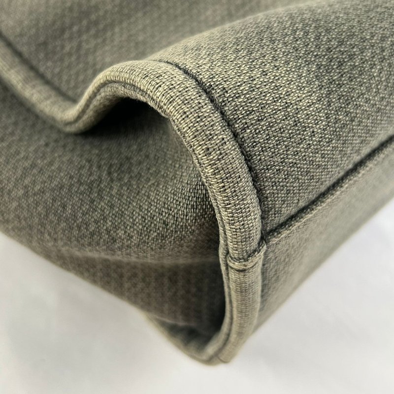 CHANEL 帆布Deauville Tote銀扣肩背袋-11