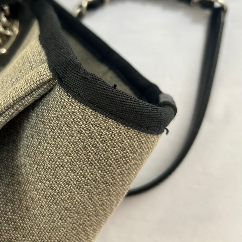 CHANEL 帆布Deauville Tote銀扣肩背袋-14