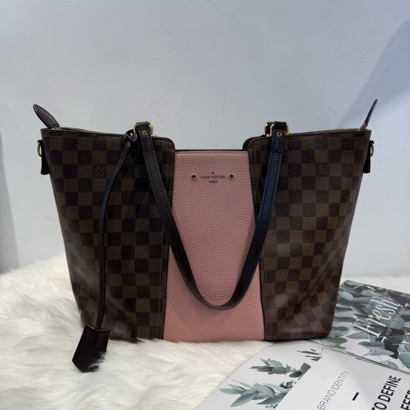 LV Belmont PM （Damier Ebene 粉色拼接款）-0