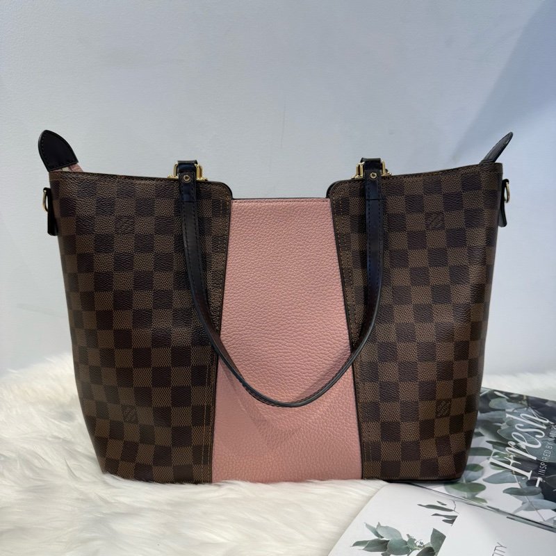 LV Belmont PM （Damier Ebene 粉色拼接款）-1