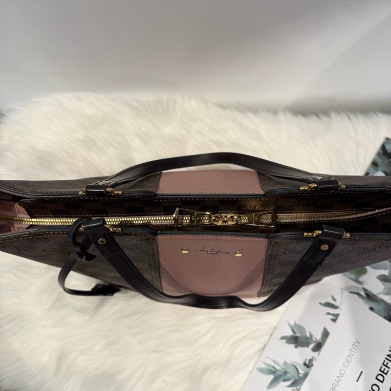 LV Belmont PM （Damier Ebene 粉色拼接款）-2