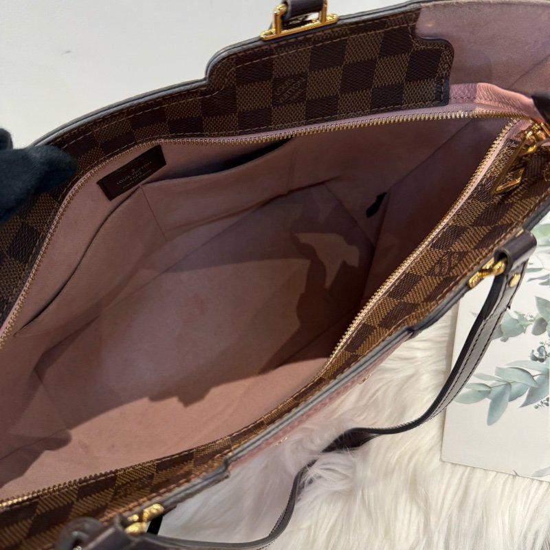 LV Belmont PM （Damier Ebene 粉色拼接款）-3