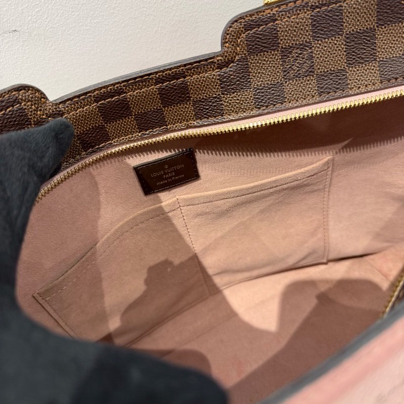 LV Belmont PM （Damier Ebene 粉色拼接款）-4