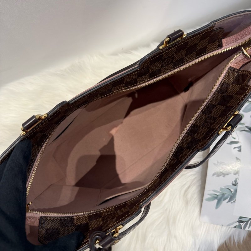 LV Belmont PM （Damier Ebene 粉色拼接款）-5