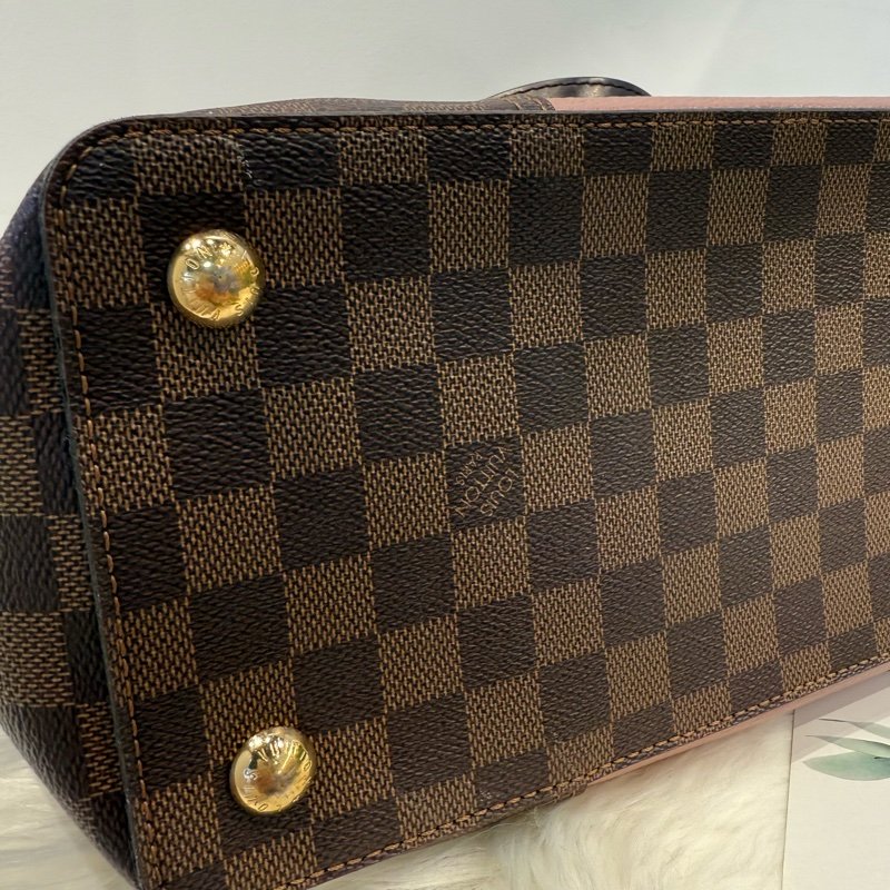 LV Belmont PM （Damier Ebene 粉色拼接款）-8