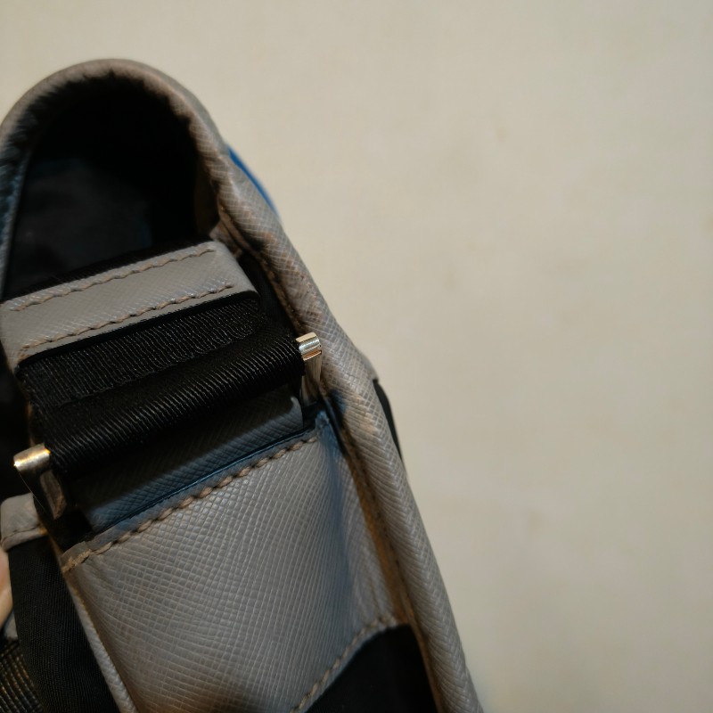 【8成新】㊣✨PRADA✨（附防塵袋）普拉達 拼色 寶藍色 帆布 皮革 雙釦 掀蓋式 郵差包 肩背包 斜背包 /二手包/二手精品🌳二手樹屋🌳-55