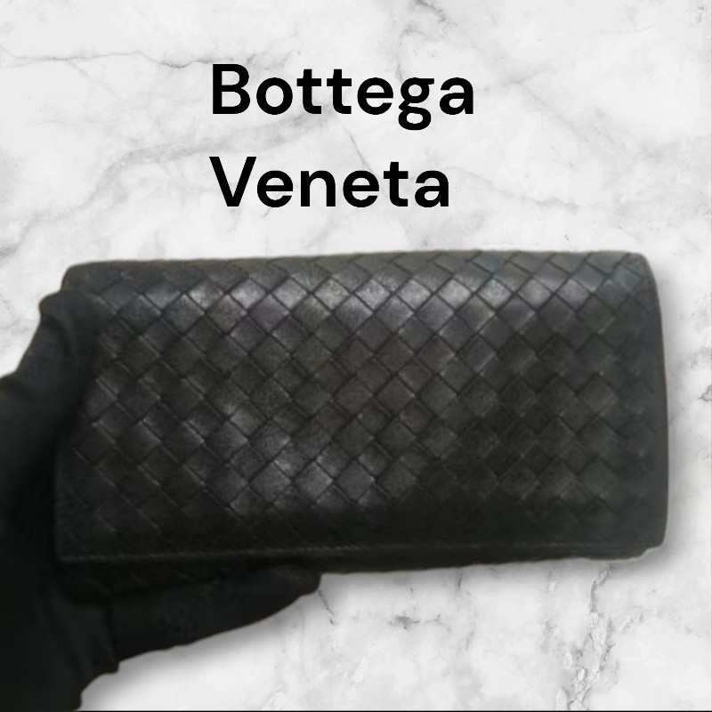 【🐴馬上下單最優惠】🧧限時降價至2/11（原$6800）㊣✨ Bottega Veneta ✨寶緹嘉 BV 黑色 羊皮 經典 編織 掀蓋 長夾 皮夾 錢包/二手皮夾/二手精品/保證正品🌳二手樹屋🌳-0
