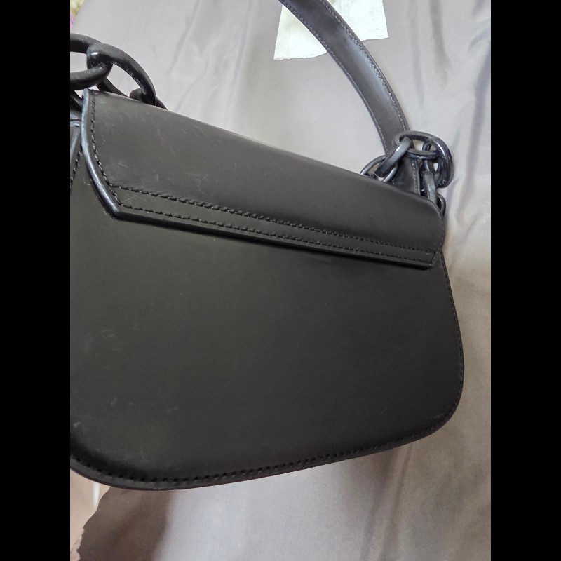 DIESEL 1DR leather shoulder 斜背包 黑色 小牛皮 粗鏈條 RFID防偽晶片 防盜包-17