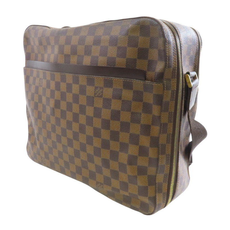 棕色 棋盤格 帆布 Dorsoduro 肩背包 金扣 N45251-2