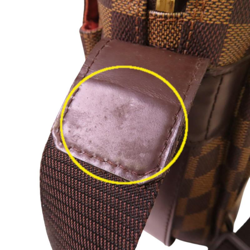 棕色 棋盤格 帆布 Ebene Naviglio 肩背包 金扣 N45255-5