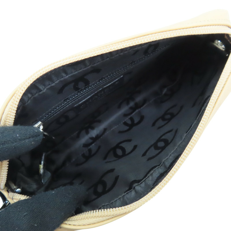 米色 菱格紋 牛皮 Cambon Pochette 肩背包 A25175-4