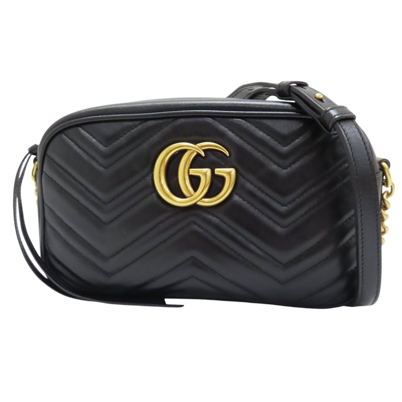 黑色 牛皮 GG Marmont Camera 肩背包【GUCCI 古馳】 447632-0