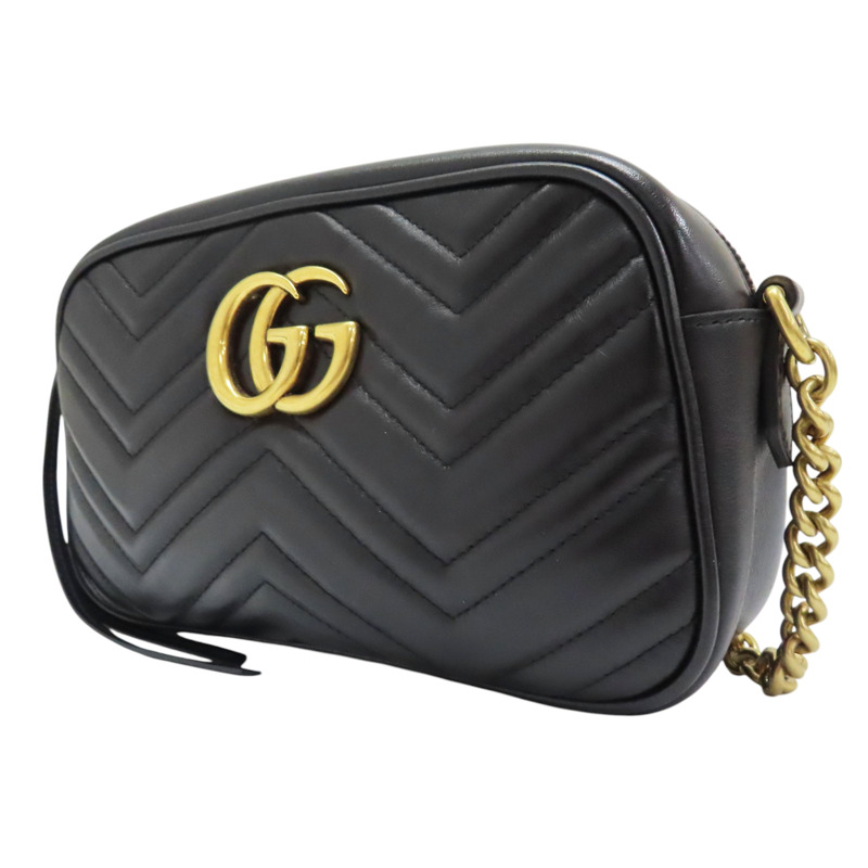 黑色 牛皮 GG Marmont Camera 肩背包【GUCCI 古馳】 447632-2