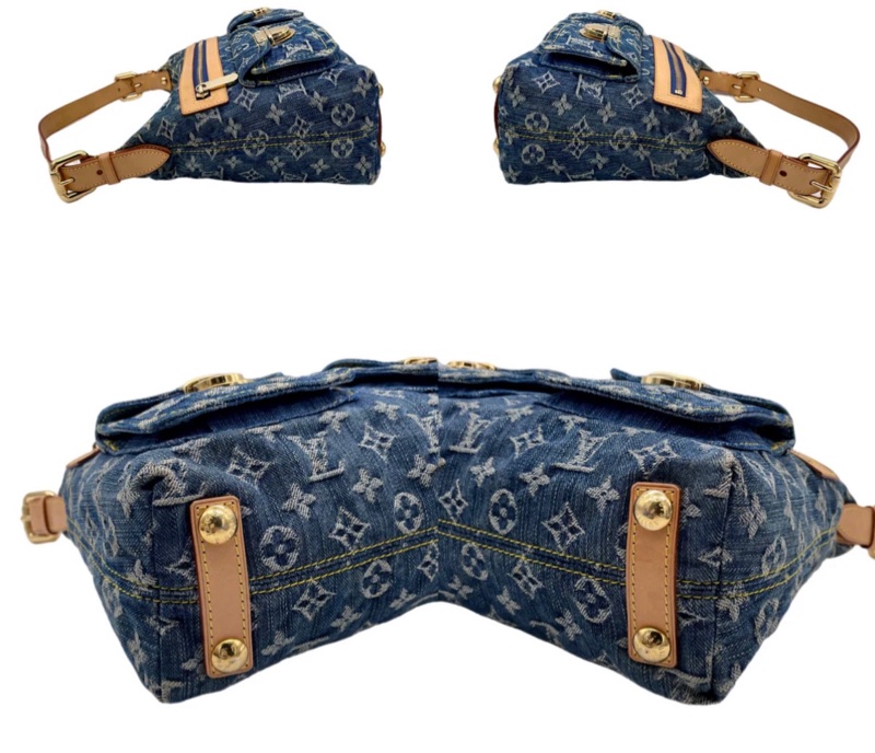 「JL精品代購」LV 老花 丹寧 雙口袋肩背包-7