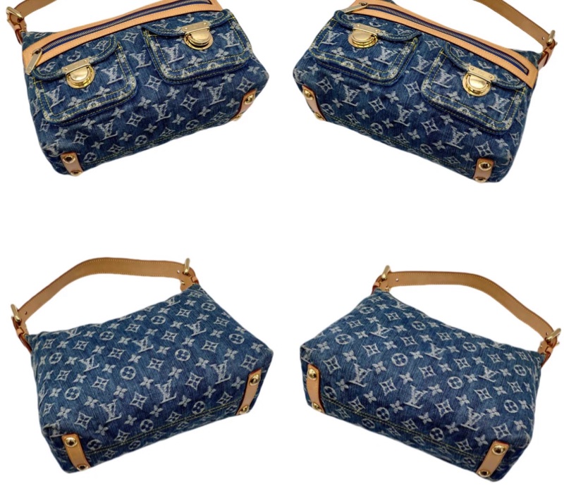 「JL精品代購」LV 老花 丹寧 雙口袋肩背包-12