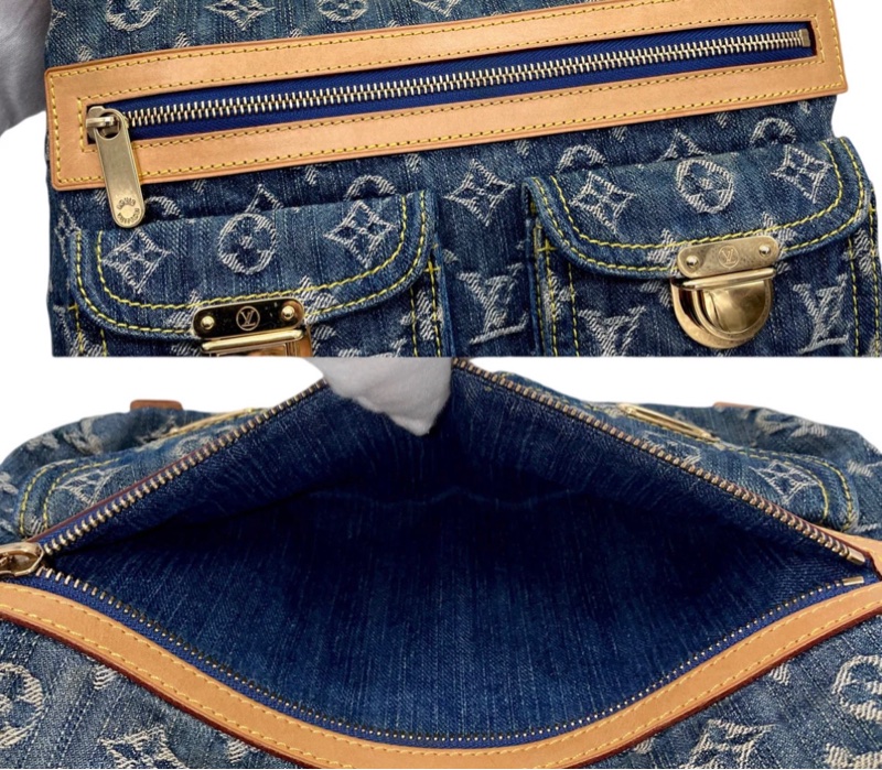 「JL精品代購」LV 老花 丹寧 雙口袋肩背包-14