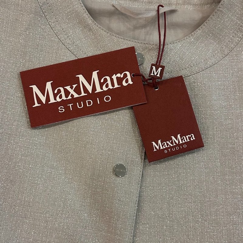 Maxmara 外套 西裝 女 亞麻棉外套 米銀色 agile 2025 全新新品 40號 義大利購入-1