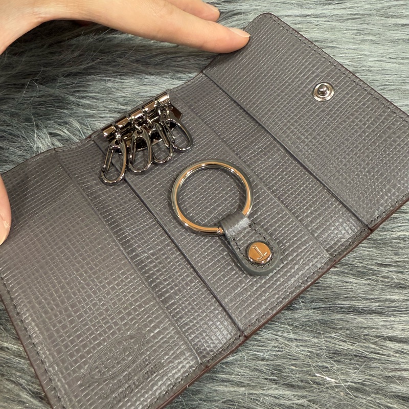 TODS 磚紅色 牛皮 4孔 鑰匙圈 鑰匙包 門禁卡包-8