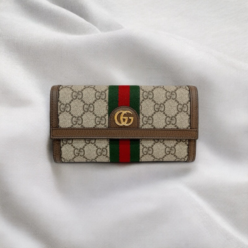 莉亞精品♡Gucci 523153 老花釦式長夾 全新閒置-0