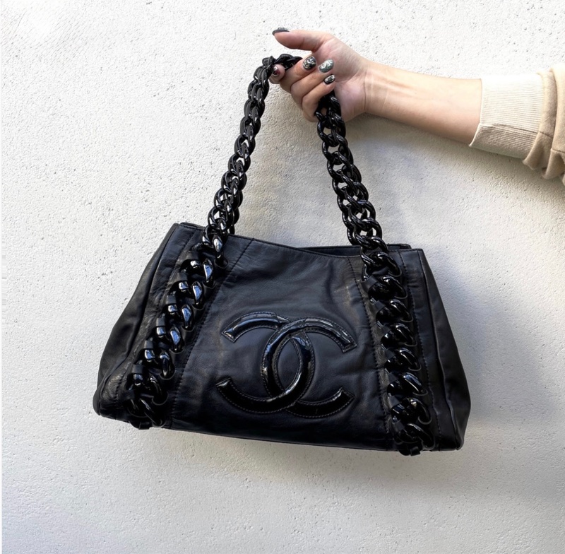 「JL精品代購」97新Chanel 香奈兒壓克力大鏈條肩背托特包-7