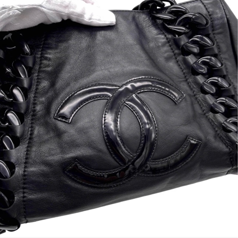 「JL精品代購」97新Chanel 香奈兒壓克力大鏈條肩背托特包-8