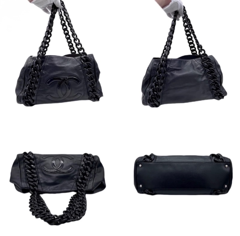 「JL精品代購」97新Chanel 香奈兒壓克力大鏈條肩背托特包-9