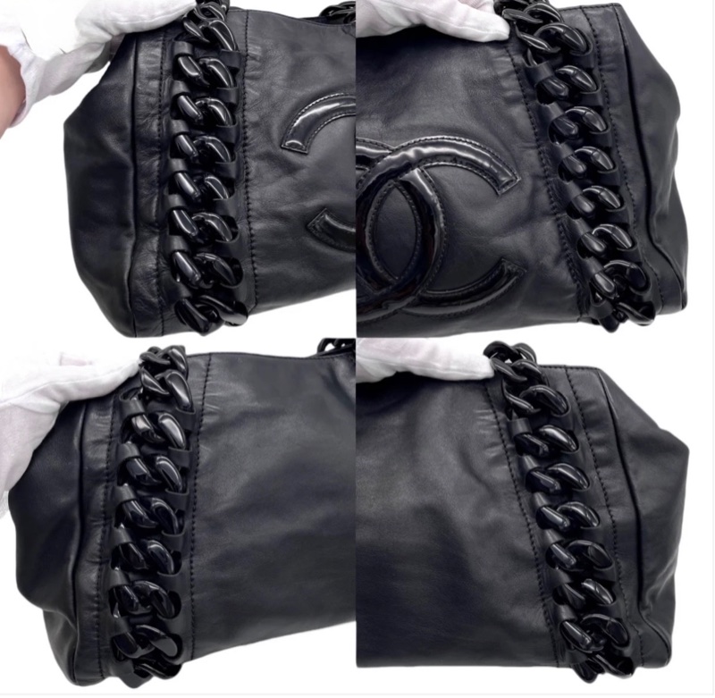 「JL精品代購」97新Chanel 香奈兒壓克力大鏈條肩背托特包-11