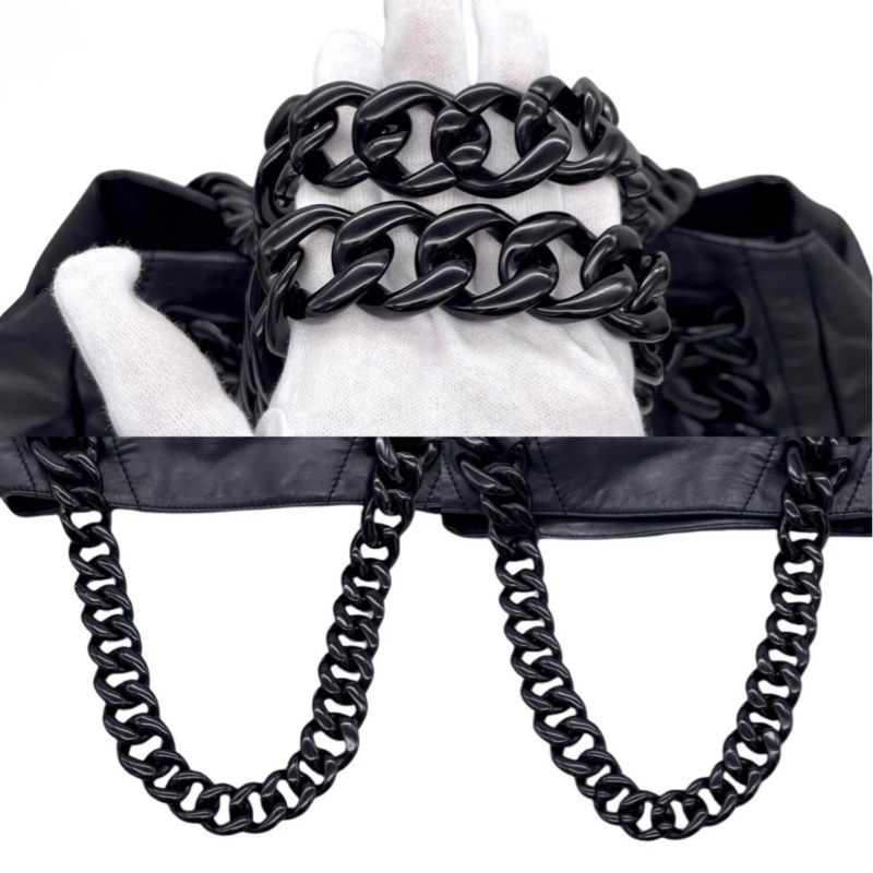 「JL精品代購」97新Chanel 香奈兒壓克力大鏈條肩背托特包-12