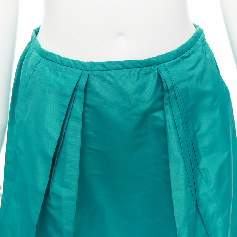 MIU MIU 2007 teal green nylon pleated high waisted Aline skirt IT36 XXS-1