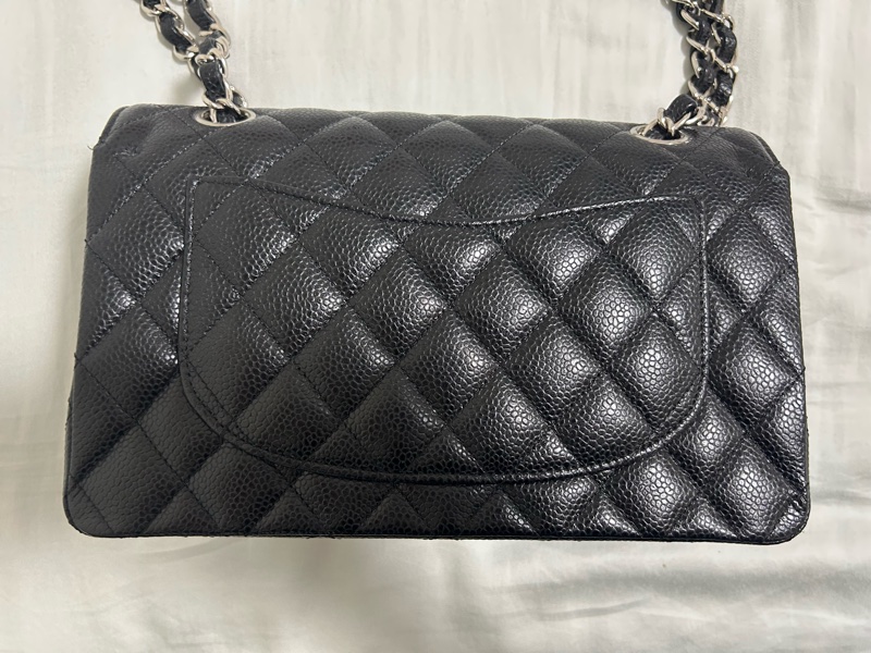 香奈兒 chanel cf 23 小號 黑銀 黑色銀釦 牛皮 保卡 26開-2