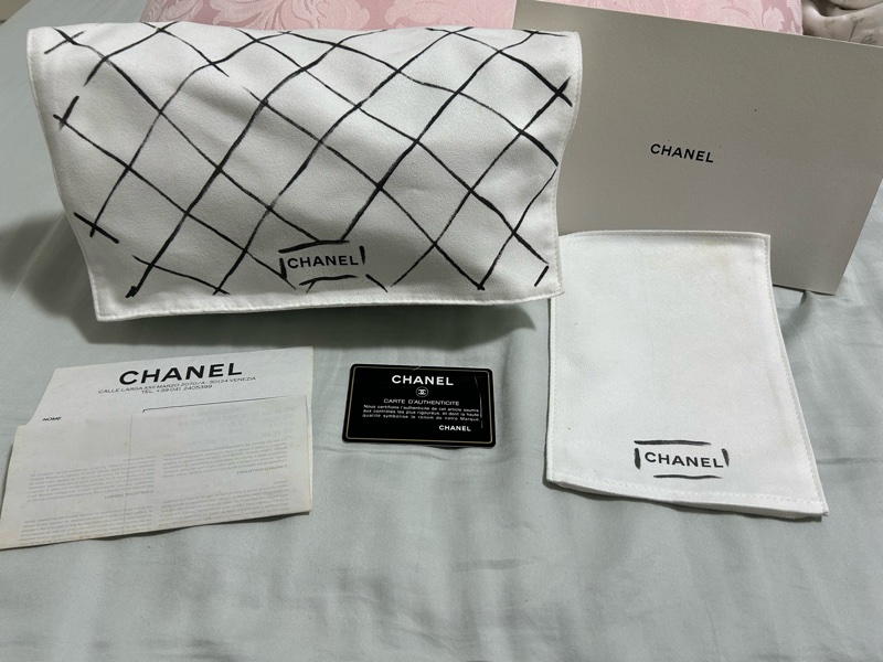 香奈兒 chanel cf 23 小號 黑銀 黑色銀釦 牛皮 保卡 26開-12