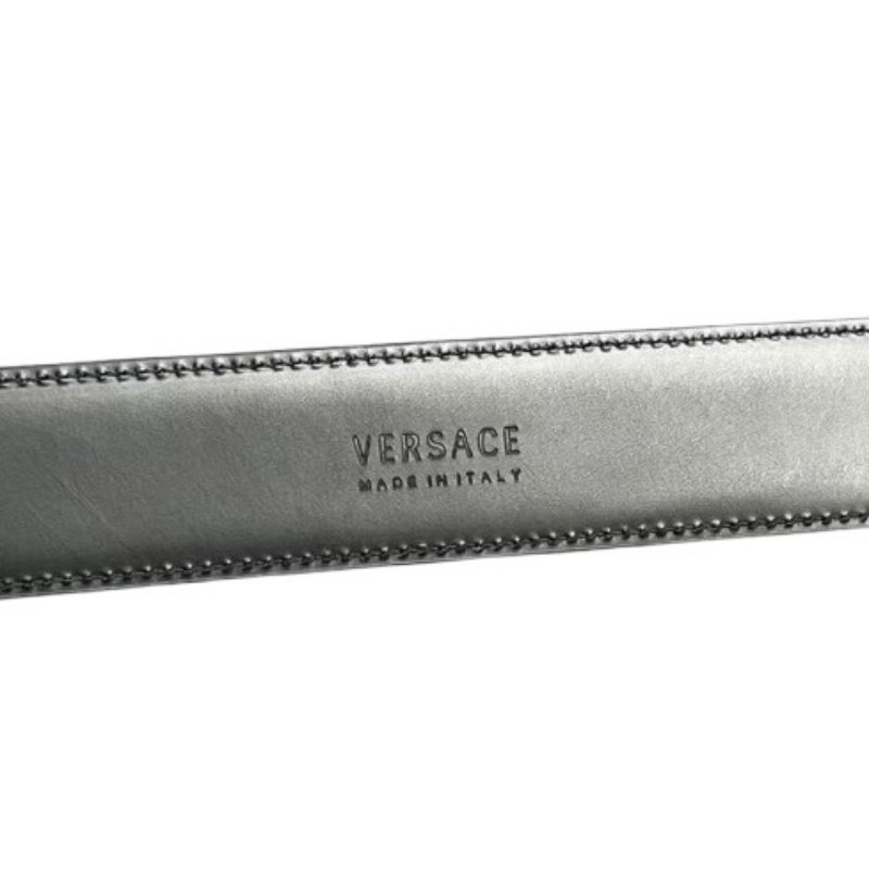 Versace 范思哲 Medusa 女神頭金扣皮革腰帶 85cm-4