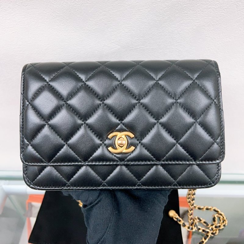 Chanel woc 黑色金球鏈條包/肩背皮夾-1