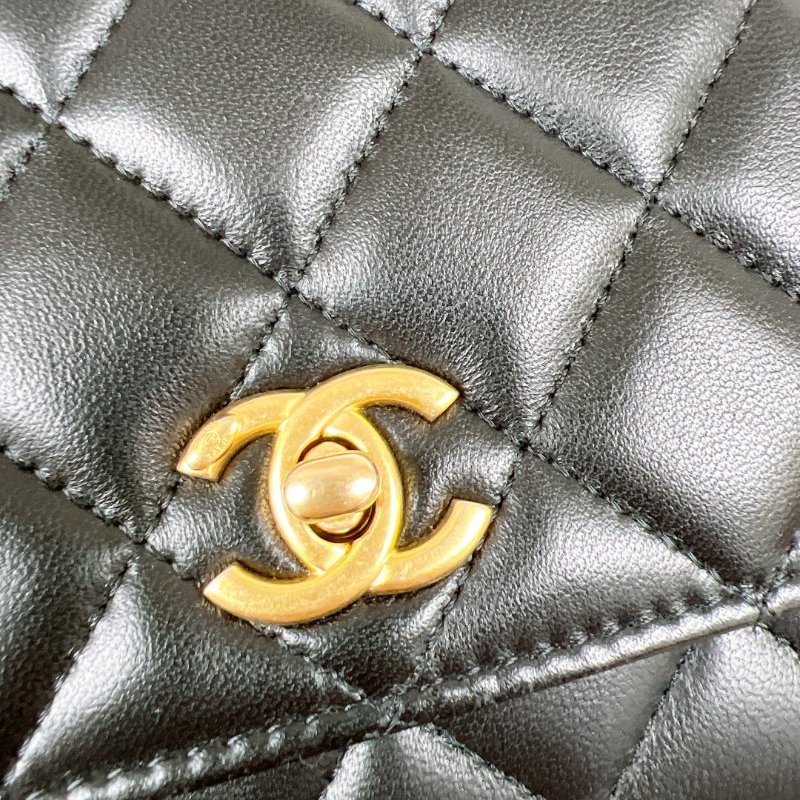 Chanel woc 黑色金球鏈條包/肩背皮夾-5