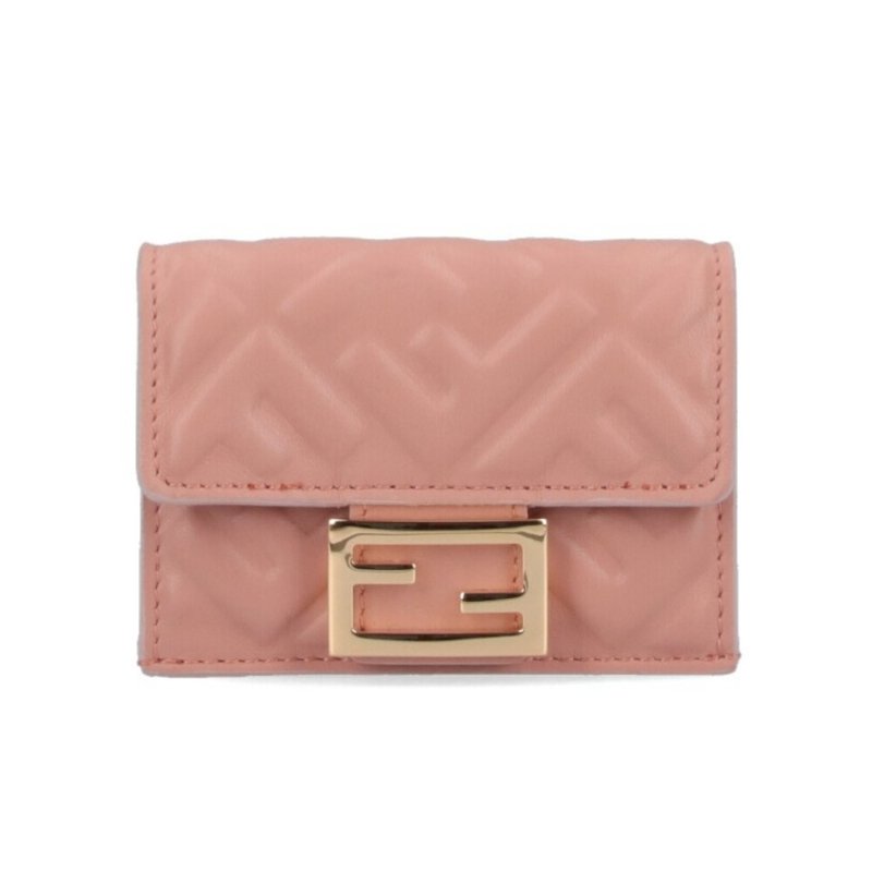 【FENDI 芬迪】Micro Trifold Baguette 微型 三摺疊 納帕皮革 卡夾 短夾 皮夾 粉紅色 8M0395-0