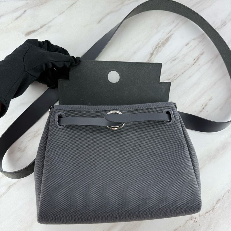 愛馬仕 Hermès Mini Herbag Zip 20 Ardoise 85 石板灰銀釦 肩背包/ 斜背包-18