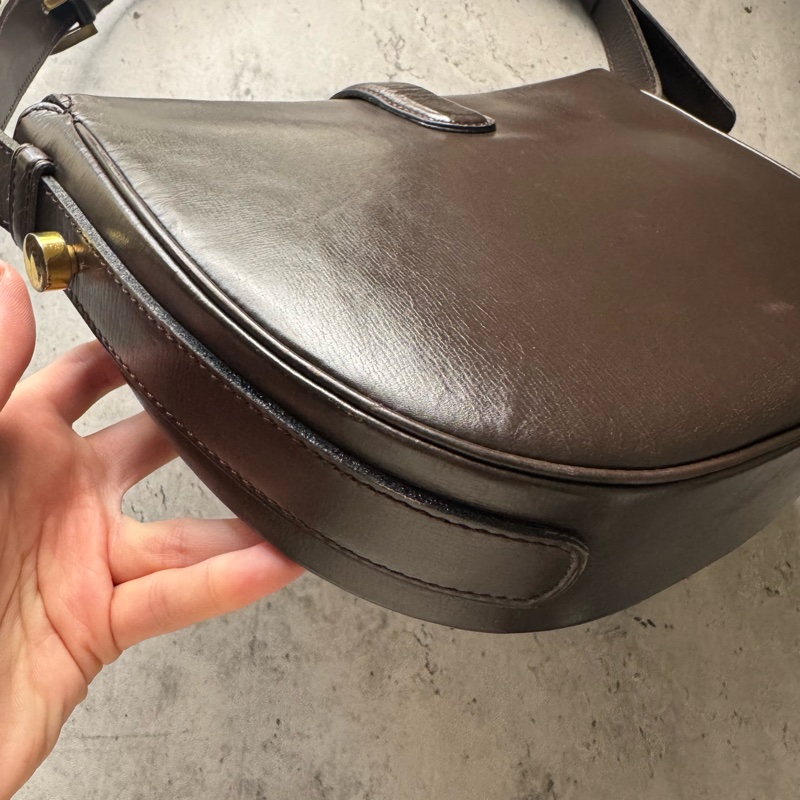 Delvaux 棕色 兩用真皮包 斜背包 腋下包-9