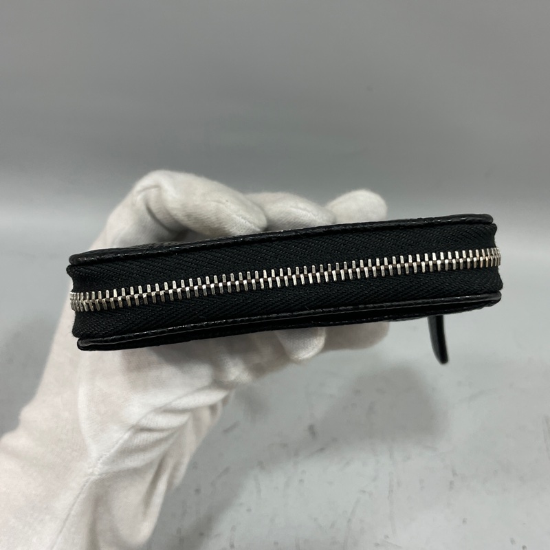 Chanel AP0216黑荔枝皮銀釦拉鍊卡包 零錢包*-3