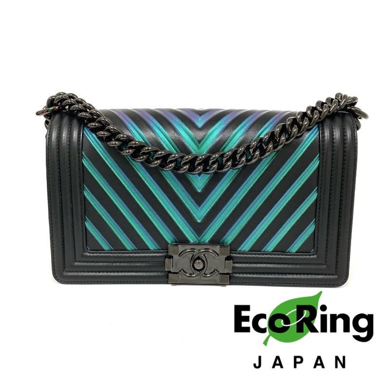 △ Chanel 香奈兒 Boy Black, Multi-color Lambskin V Stitch Black Tone Metal Chain Shoulder Bag No.24 黑色, 多色羊皮V紋黑色金屬鏈條肩背袋 No.24 -257006198-0