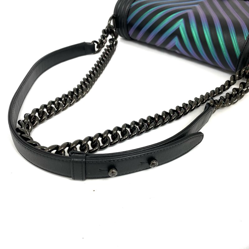 △ Chanel 香奈兒 Boy Black, Multi-color Lambskin V Stitch Black Tone Metal Chain Shoulder Bag No.24 黑色, 多色羊皮V紋黑色金屬鏈條肩背袋 No.24 -257006198-6