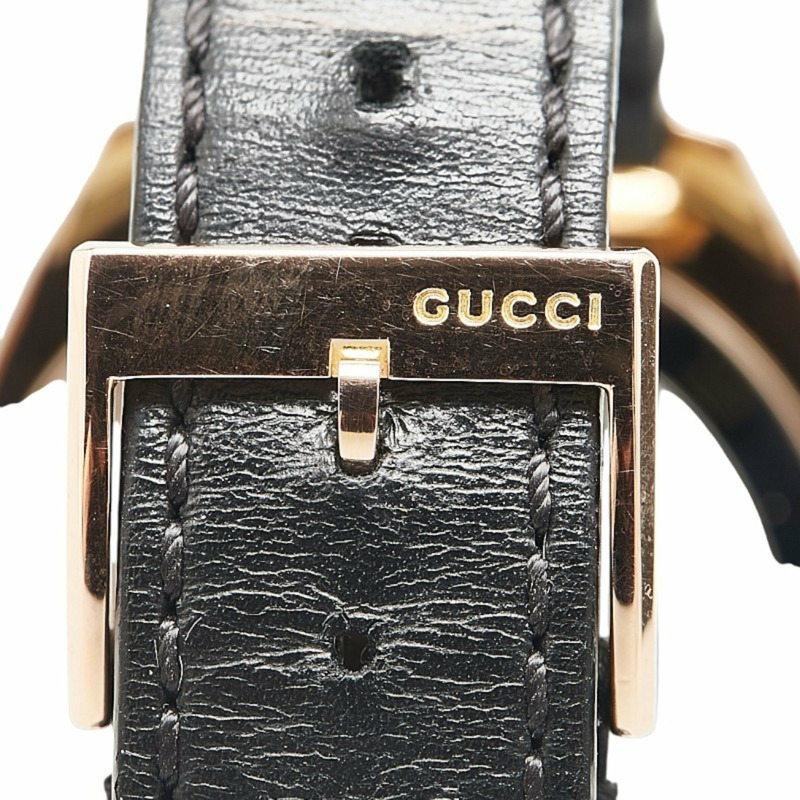 古馳 GG2570 手錶 YA142309 石英 黑色錶盤 不鏽鋼 皮革 男款 GUCCI-5