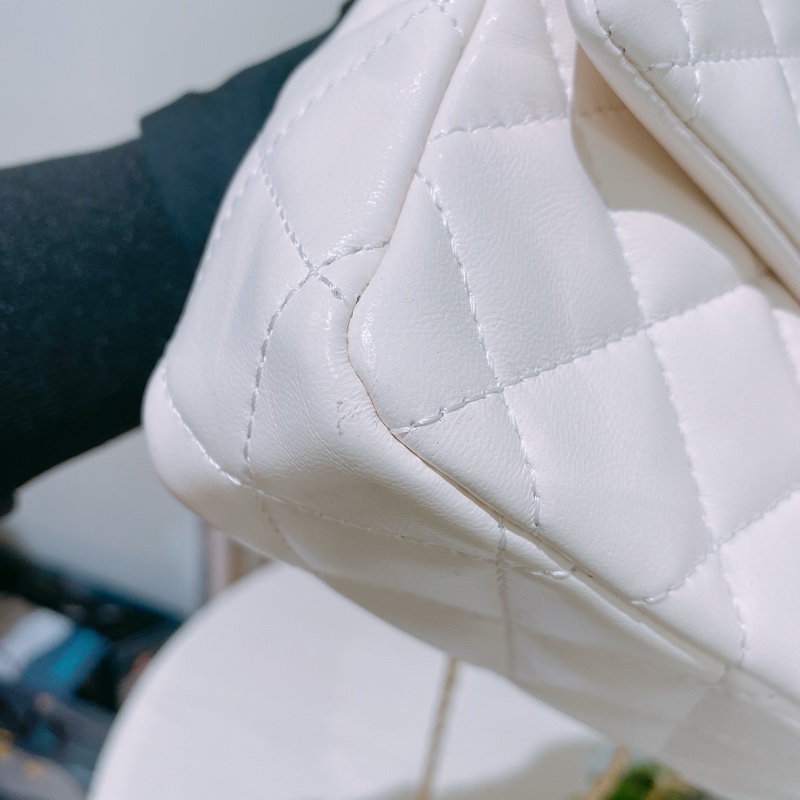 Chanel(香奈兒)奶白色金釦Handle翻蓋包CoCo斜背包-11