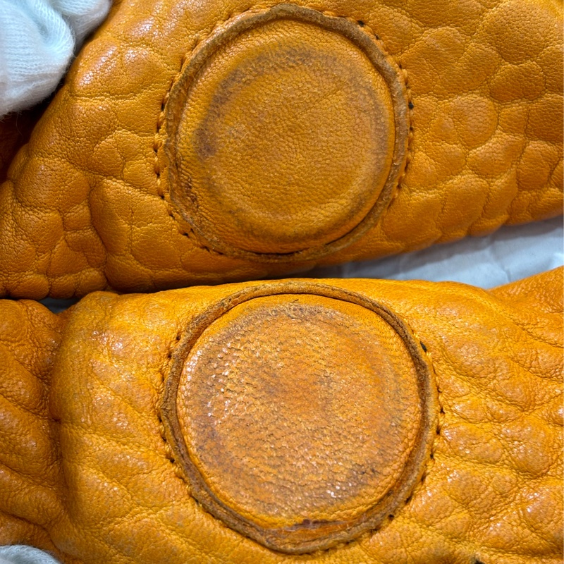 BOTTEGA VENETA BV 黃 皮革 編織 牛角包 肩背包 雙層包 彎月包-29
