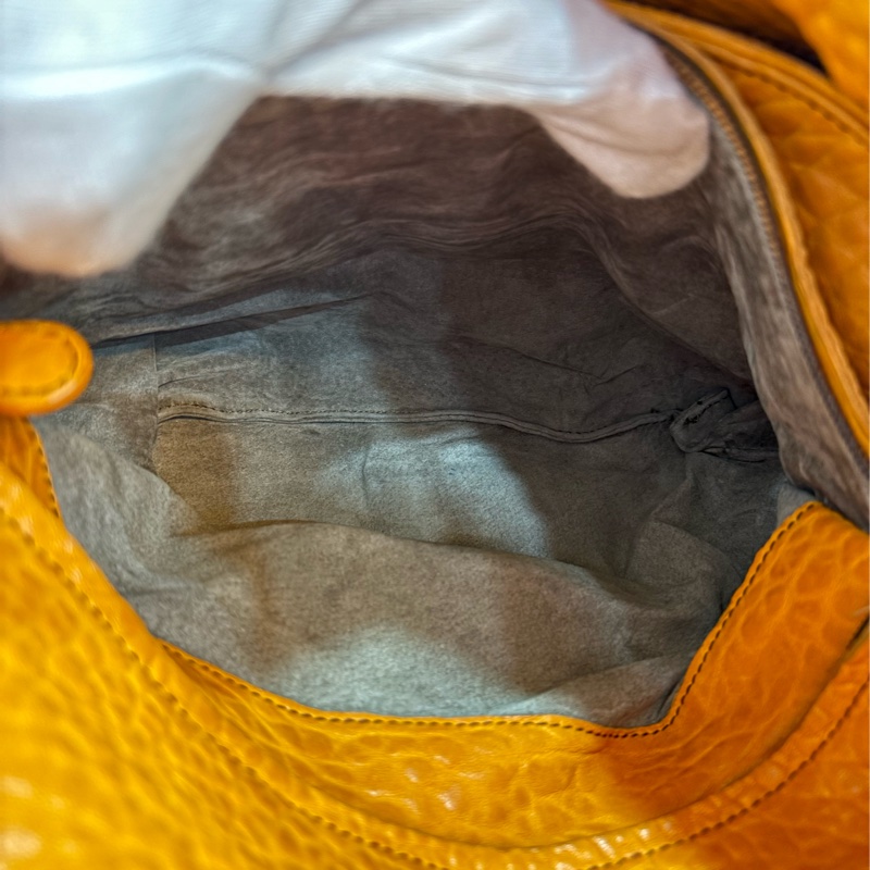 BOTTEGA VENETA BV 黃 皮革 編織 牛角包 肩背包 雙層包 彎月包-33