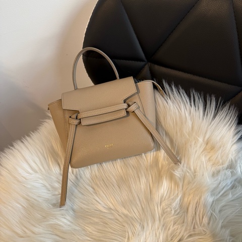 CELINE Belt 鯰魚包 Pico 15 MINI 奶茶色  金扣